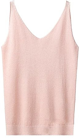 Haut à paillettes pour femme - Col en V - Bleu à paillettes - Débardeur à paillettes - Crop Tops sans manches - Débardeur sexy - Tenue festive - Gilet élégant Y2K, Rose, A