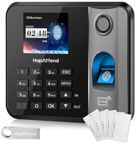 HapAttend zeiterfassung für kleinbetriebe, Fingerabdruck stempeluhr arbeitszeiterfassung stempeluhr, Deutsche Ausgabe stechuhr zeiterfassung Mitarbeiter mit 5 RFID (0 monatliche Gebühren H1)
