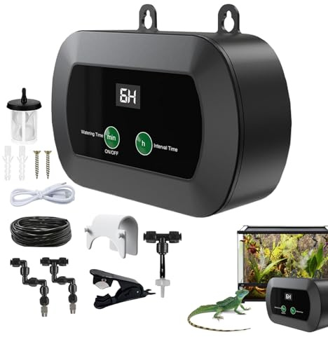 Terrarium Nebel Automatisches Nebelsystem für Reptilien mit Timer, Leise Sprüher mit 360 Grad Einstellbare Nebeldüsen für Amphibien Frosch Schlange