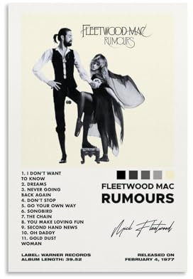 YEWURQW Fleetwood Poster Mac Rumours auf Leinwand, Vintage-Stil, ästhetisches Poster, dekoratives Gemälde für Wohnzimmer, Schlafzimmer, 20 x 30 cm, ungerahmter Stil