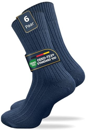 GAWILO Damen & Herren Socken aus 100% reiner Baumwolle (6 Paar) | dicke Strümpfe mit Komfortbund | verstärkt & atmungsaktiv