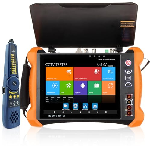 Henkion IPC CCTV Tester 8K 32MP 12MP IP Kamera mit POE++ bis zu 90W Leistung, Multifunktions-Überwachungskamera für 4K 8MP TVI/CVI/AHD/SDI/CVBS, DMM OPM VFL Kabeltester TDR Netzwerktester HD I/O WiFi