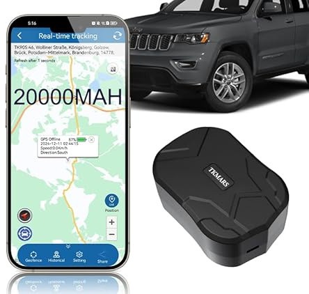 TKMARS GPS Tracker Auto Tracker für Auto 20000 Mah bis Zu 240 Tage Standby-Zeit GPS Tracker mit SIM Karte mit SIM-Karte und App