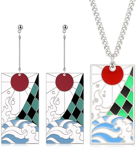 BDBFPAN Lot de 3 pièces de merch animé, un collier et une paire de boucles d'oreilles, idéal pour le cosplay et les bijoux quotidiens, cadeau pour les fans d'anime