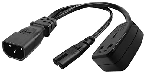 TEWOXIN 0.3M C14 to C7 & UK Socket Power Adapter Cable | Thick copper core, fire‑resistant shell,compact AV‑IT power