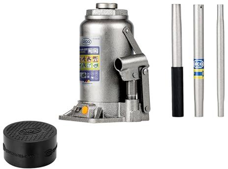 alca® Wagenheber Set hydraulisch 20 t 244-449mm Hubhöhe inkl. Gummiauflage | Doppelkolben Stempelheber mit Verlängerungsschraube, aus #45 StahlEisenStahl, TÜV-Zertifiziert