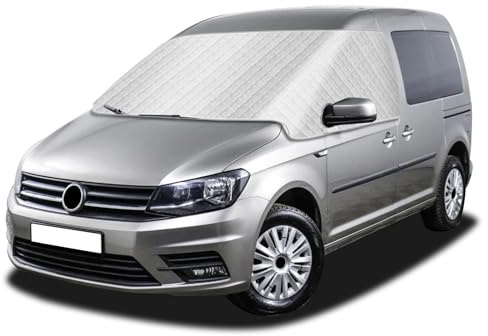 Auto Windschutzscheiben Abdeckung für VW Caddy 2004-2021, Faltbare Externe Thermo Scheibenabdeckung Windschutzscheibenabdeckung, Blockiert UV Strahlen Frontscheibenabdeckung