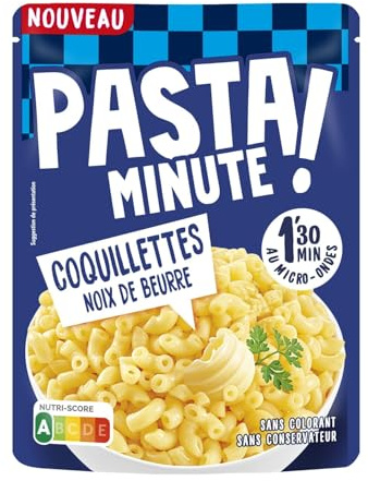 LUSTUCRU - Pasta Minute Pâtes Coquillettes Nature - Sans colorant · Sans conservateur · Sachet Micro-Ondable - Prêt en 1 min 30 au Micro-Ondes - la barquette de 220g - Le Lot De 4