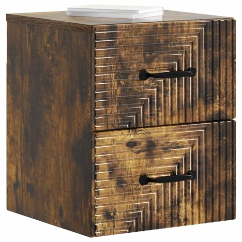 vidaXL Wandmontierter Nachttisch Geräucherte Eiche 34,5 x 33 x 40 cm, Schlafzimmer Nachttisch, modern, rechteckig, eleganter Stauraum, platzsparend, funktional, wichtig für Dein Zuhause