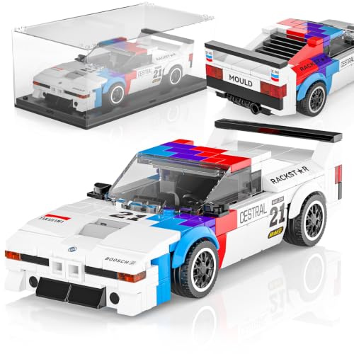 Mould King 27062 Speed Champion Klemmbausteine Auto, 411 Teile Technik Sportwagen Modellauto Bausatz mit Acryl-Vitrine, Rennwagen Bausteine Set für Zielgruppe ab 14 Jahren, Erwachsene und Auto-Fans