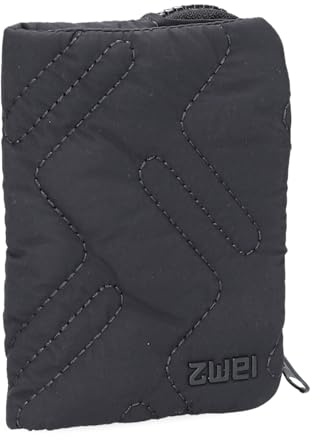 Zwei Kleine Gesteppte Damen Geldbörse Cleo CLW5 kompakter Geldbeutel aus recyceltem Nylon, ultraleichtes Portemonnaie mit Reißverschluss, Münzfach, 6 Kartenfächern und 4 Einsteckfächern (Black)