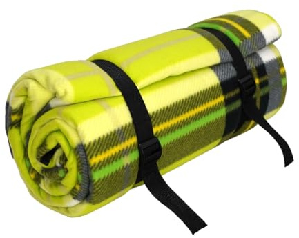 Picknickdecke Isoliert, Tragegurt (Gelb - Grün, 200cm x 200cm) | Die XXL-Fläche von 200 x 200 cm bietet deutlich mehr Platz für Familie, Picknickrunde oder größere Liegefläche.