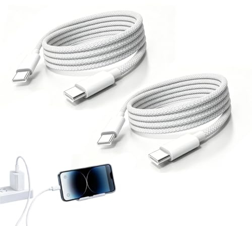 2 cables USB-C 240 W, 2 m, cable de carga rápida 5 A, compatible con MacBook Pro M3, MacBook Air M4, iPad Pro 12.9/11, Air 5e/4e, Mini 7e/6e, 10e Gen, iPhone 17Air/16/15/16e/Pro Max Type-C