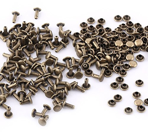 Remaches de Doble Cara Remaches de Hierro para Artesana de Cuero Bolsa Zapatos 100unidades 6 Á 8 mm(Bronce)