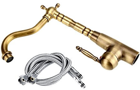 Fdit Retro rubinetto miscelatore monocomando per lavandino con 2 tubo dell' acqua filtro acqua di rubinetto per bagno