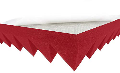 Akustikpur Mousse acoustique pyramide colorée Rouge/rose Tapis isolant acoustique 49 x 49 x 5 cm pour une isolation acoustique efficace