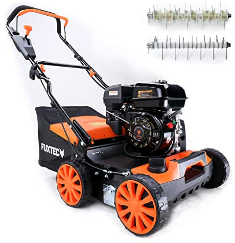 FUXTEC 3in1 Benzin Vertikutierer BV140 (4 kW, 212ccm, 40 cm Arbeitsbreite, 45 l Fangsack, empfohlen für noch gesünderen Rasen