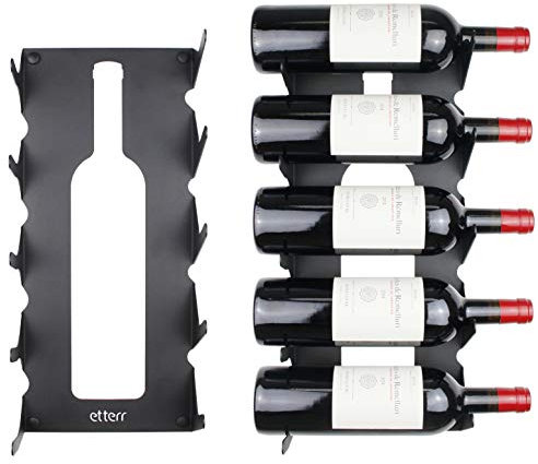 Porte Bouteilles, casier à vin Mural en Acier pour Tous Les Types de vins, avec Ancres et embellisseurs. (Noir)