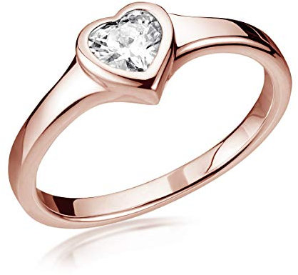MATERIA by Matthias Wagner Anello a forma di cuore in argento 925 con zirconi bianchi per donne e ragazze, Argento sterling