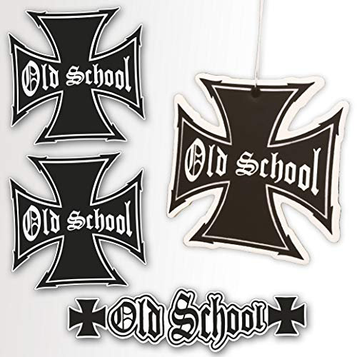 Oldschool Aufkleber Duftanhänger Tuning Set 4 teilig - Retro Duftbaum - Sticker wetterfest