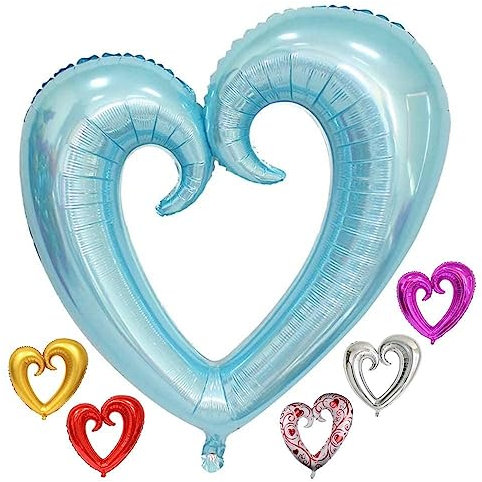 DIWULI XXL Herz-Ballon Blau - Herz-Luftballon Dekoration