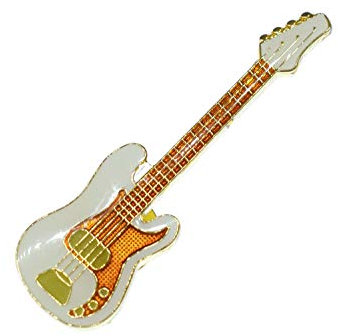 Miniblings E-Bass Pin Brosche Instrument Gitarre Bassist Weiß MINI Bass - Handmade Modeschmuck I Anstecknadel Button Pins