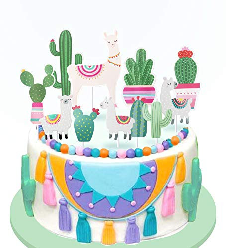 Regendeko 10 Stück Rosa Alpaka Lama Kaktus Die Wüste Kinder Party Kuchendekoration Cake Toppers Geburtstagskuchen Deko (Rosa)