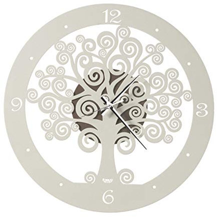 Arti & Mestieri Albero della Vita - Orologio da Parete di Design 100% Made in Italy - in Ferro, Diametro 44 cm - Bronzo e Avorio