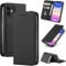 S. Dawezo Handyhülle für iPhone 12 Mini Hülle,Premium Leder Klappbare Flip Case [Stoßfeste][Magnetische][Standfunktion] [Kartenfächern] Tasche Schutzhülle für iPhone 12 Mini-Schwarz