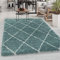Carpetsale24 Hochflor Teppich Blau 200x290 cm Rauten Design Flauschig-Weich Langflor Wohnzimmerteppich Skandinavischer Stil Shaggy Teppich