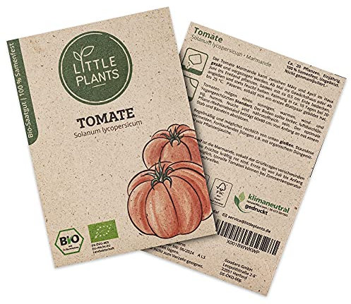 Little Plants BIO Tomatensamen, 20 Tomaten Samen, hohe Keimrate, 100% Natürlich, BIO Samen Tomate Marmande für deinen Gemüsegarten, Gemüsebeet, Hochbeet – BIO Gemüsesamen Saatgut Nachhaltig
