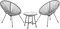 EVRE Goa Grey Acapulco Styled Egg Shape Conversational Garden Furniture Bistro Patio Outdoor Set For Balconies Gardens Terraces 2 Chairs 1 Glass Top Table