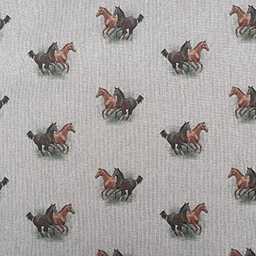 Stoff mit Tier-Digitaldruck, Baumwolle, Leinenoptik, für Vorhänge, Jalousien, Basteltaschen, Nähen, Quilten, Patchwork und Polstermöbel, 140 cm breit, Meterware (Pferd)