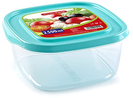 CABLEPELADO Fiambrera almacenamiento de alimento | Tupper Plástico con Tapa | Libre de BPA | Apto para microondas y lavavajillas | 2.5 Litros | 21 cm de ancho x 21.5 cm de fondo x 9 cm de altura