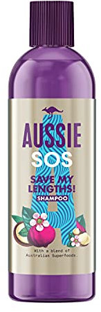 Aussie SOS Save My Lengths Veganes Shampoo, geschädigtes Haar, Notfallrettung für langes und geschädigtes Haar in Gefahr, Haarreparaturbehandlung mit einer Mischung australischer Superfoods, 290 ml