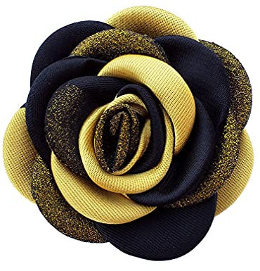 KABELIFE Elegante Damen Rosen Broschen Ansteckblume Farbmischung Rosenblüte Blumen Haarklammer Haarblume Haarspange Blume Haarclip (6.5cm, Gelb)