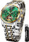 OLEVS Herrenuhren Automatik Grün Skelett Mechanische Luxus Kleid Armbanduhr mit Mondphase Tag Datum Wasserdicht Leuchtende Zweifarbige Uhr