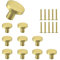 Lemiyoo 10 Sets Solid Brass Door Knobs, Round Drawer Handles, Metal Single-Hole Pulls,Used for Cabinets, Kitchen Cupboards，Shoe Cabinets, Wardrobes, Drawer (20 * 20mm, Gold)