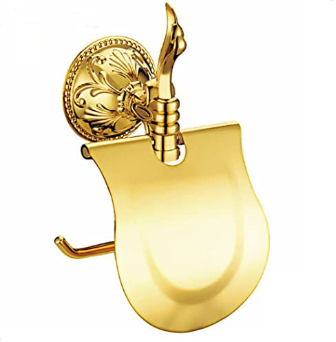 WYJRO Porte Papier Toilette Antique, Porte-Papier De Toilette, Porte-Papier De Toilette Mural Rétro,Porte Rouleau Papier avec Couvercle, Accessoires Salle De Bain Dérouleur Papier Toilette,d'or