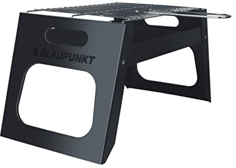 Blaupunkt GC101 Tragbarer Grill Grillkoffer mit klappbaren Füßen Grillfläche 33 x 20 cm Pulverbeschichtete Stahlkonstruktion Grillrost aus Edelstahl