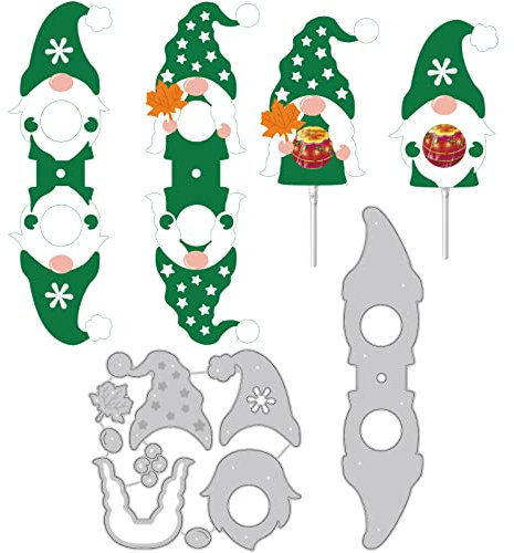 BENECREAT 2 Stk Gnome Muster Stanzformen Schablone, Elf Metall Prägeschablonen Handwerk Prägewerkzeuge Für Karten DIY Scrapbooking Dekorative Albumn, 0.8 mm Dick