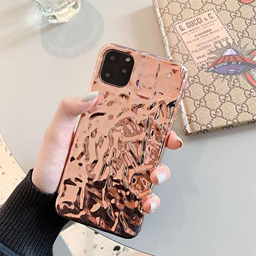 Tybiky Kompatibel with iPhone 12 Mini Hülle, Elektronische Beschichtung Gliter Tinfoil Wasserwelligkeit Handyhülle, Weiche TPU Fallschutz rutschfeste Kratzfest Langlebige Hüllen, Rotgold