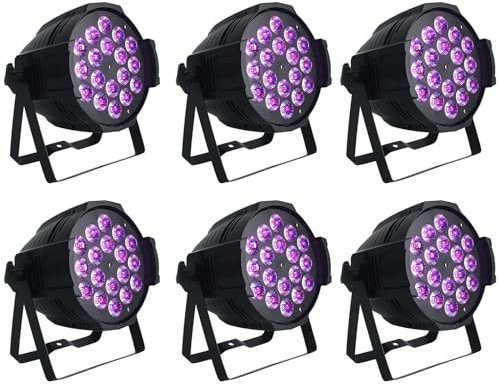 U`King 6PCS LED Par Scheinwerfer, 18x15W Bühnenlicht RGBW 4 in 1 Strahler Mit DMX512 und 8 Kanälen für Party, Disco, Bar, Hochzeit, Halloween, Weihnachten