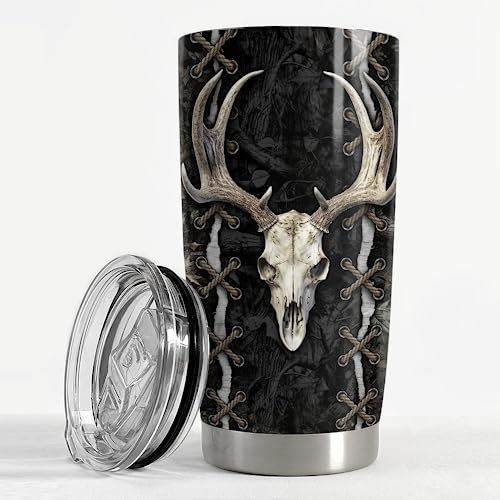 SANDJEST Gobelet de chasse de 591 ml - Cadeau de chasse pour homme - En acier inoxydable - Motif tête de mort - Cadeau idéal pour un anniversaire, Noël