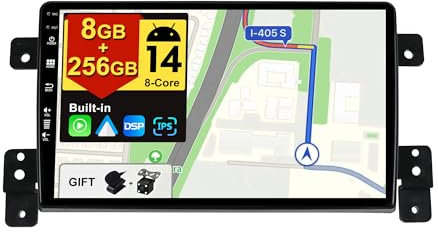 BXLIYER -[8G+256G, 8-Core]- Android 14 IPS Autoradio für Suzuki Grand Vitara (2005-2015) - Kabellos CarPlay/Android Auto/DSP - LED Kamera & MIC - 9 Zoll 2 Din - DAB Lenkradsteuerung Fast-Boot 360-CAM
