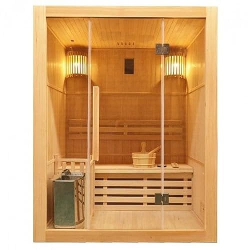 Bagno Italia Sauna Finlandesa 3 plazas 150x120 cm de madera canadiense Hemlock y vidrio 8mm