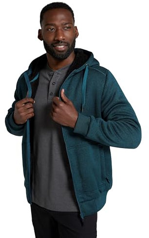 Mountain Warehouse Nevis Mens Fur Lined Hoodie - Soft Fleece Top, Warm, Comfortable, Adjustable Hood & Front Pockets Zip Up Hood – For Winter Walking & Jogging Indigo 3XL