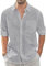 J.VER Leinenhemd Herren Sommer Herren Langarm Businesshemd Herren Strand Hemd Freizeithemd Leichtes Strandoberteil mit Tasche,Grau,XL