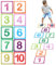Lucxhcky 10 Nummer Gitter Fußboden Wandtattoo, Bunt Regenbogen Puzzle Hopscotch Spiel Wandaufkleber, DIY Hopse Spiel Wandaufkleber Bodenaufkleber Wasserdichtes PVC für