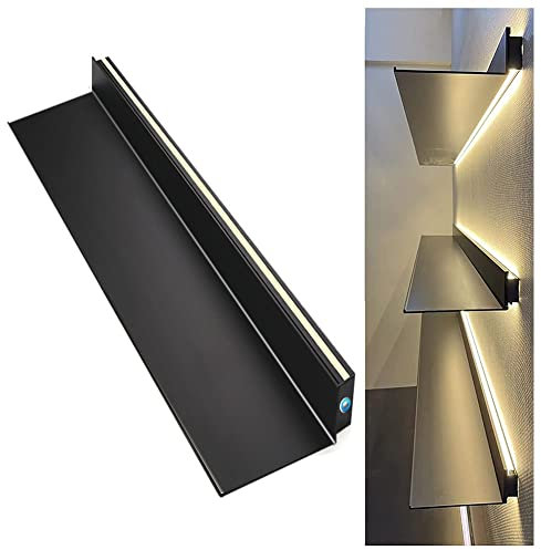 Wandmontiertes schwebendes Regal aus Aluminium, integriertes beleuchtetes LED-Licht, Heimdekoration, Bücherregal, Utility-Organizer, Ständer, Aufbewahrung für die Arbeitsplatte im Eingangsbereich (F